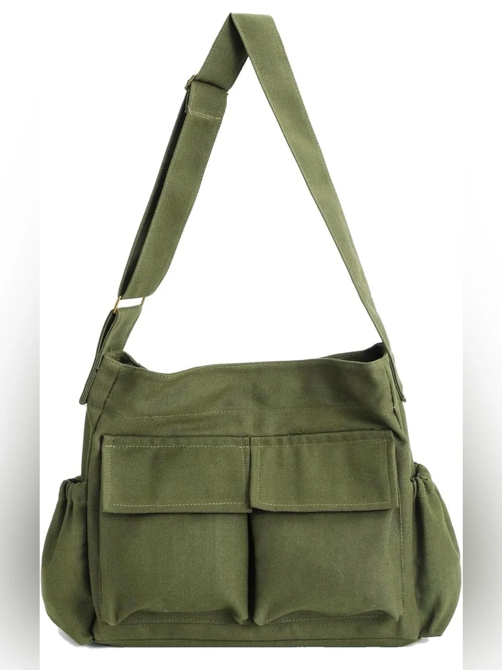 Military Style Canvas Messenger Large Hobo Bag Crossbody Shoulder Laptop Bag